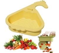 Panier d'évier 2025 - Passoire de vidange automatique pour évier d'angle, compartiment de rangement pour aliments, fruits et légumes, pour Zuha (jaune)