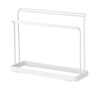 Panier d'évier de cuisine à 2 niveaux en acier inoxydable avec égouttoir pour rangement de torchons et brosses Blanc 30 x 10 x 24 cm