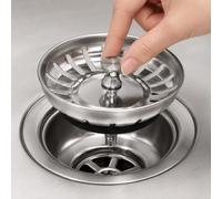 Panier d'évier de cuisine universel de 80 mm, bouchon d'évier en acier inoxydable avec récupérateur de vidange anti-encrassement, filtre de vidange d'évier standard pour déchets alimentaires, facile à