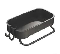 Panier d'évier en acier inoxydable mélangé avec crochets latéraux pour ustensiles, design d'évacuation rapide de l'eau, ajustement compact (C blanc)