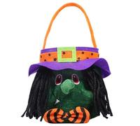 Panier d'Halloween avec des paniers de bonbons à main à capuche broderie avec motif de sorcière mignon trick ou seau gâteau pour les fournitures faveur la fête d'Halloween.