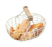 Panier d'oeufs | Stockage de panier de décoratif | Panier de collection d'oeufs avec poignée en bois pour jardin de ferme de cuisine | Panier de Pâques en métal Csto pour le camping de pique