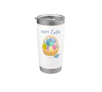 Panier d'œufs et de fleurs de Pâques Gobelet isotherme en acier inoxydable double paroi