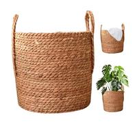 Panier d'usine en osier, panier de jardinière tissé, 13,8x11,8 pouces Panier d'herpres de mer Plancherie rond Round Rattan Plancherie de plantes en osier pour la buanderie de l'usine de stockage