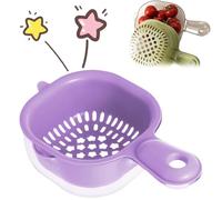 Panier égouttoir à double couche avec poignée, passoire à fruits, passoire à légumes double couche avec poignée, bol à pastèque avec passoire (violet)