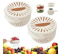 Panier égouttoir et de conservation 2 en 1 : facilite le lavage et le rangement, plateau multifonction pour fruits et légumes, bol de lavage de fruits, récipient égouttoir avec poignée (marron, 2