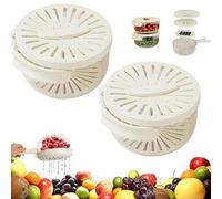 Panier égouttoir et de conservation 2 en 1 : facilite le lavage et le rangement, plateau multifonction pour fruits et légumes, bol de lavage de fruits, récipient égouttoir avec poignée (blanc, 2