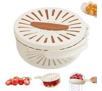 Panier égouttoir et de conservation 2 en 1 : facilite le lavage et le rangement, plateau multifonction pour fruits et légumes, bol de lavage de fruits, récipient égouttoir avec poignée (marron, 1