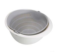 Panier égouttoir rotatif en deux parties avec section supérieure creuse et bac inférieur solide pour un contrôle efficace de l'eau de cuisine (gris)