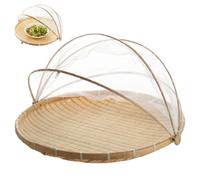 Panier en bambou, panier à fruits en maille avec couvercle, fruits en bambou de 12 pouces avec couverture en gaze en maille, tente alimentaire d'extérieur pour légumes, , pain et stockage des a