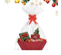 Panier en carton de Noël - Sac rouge avec poignées et nœuds - Panier à bonbons de Noël, pour enfants, adultes, famille, amis, anniversaire, Halloween, maison, vacances, Nouvel An, mariage, fête