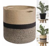 Panier en corde - Boîte de rangement pour panier, panier décoratif bohème | Panier de rangement tissé en corde de coton, panier rond pour vêtements sales, organisateur tissé Boho pour couvertures, jou