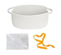 Panier en corde de coton - Cube de rangement vide en corde de coton avec poignées, seau organisateur multifonction pour Thanksgiving, Halloween, Noël, appartement, résidence, cuisines