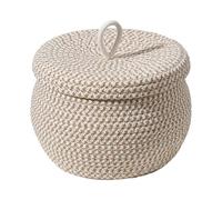 Panier en corde de coton - Organisateur rond tissé | Boîte de rangement décorative avec couvercle pour dessus de table | Porte-usages pour clés de maquillage, collations, serviettes, organisateur