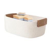 Panier En Corde - Panier Tissé De 12,6 Pouces | Paniers Tissés En Corde De Coton, Coton À Poignée Rectangulaire, Organisateur Élégant Pour Livres, Jouets, Magazines, Accessoires De Salle De Bain Ou Ra