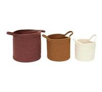 HOME DECO FACTORY - Panier en coton RG9302 - Lot de 3 - Rangement décoratif - Multicolore