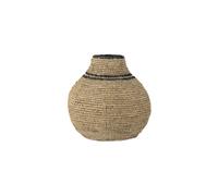 Panier en fibres naturelles beige, forme organique, détails noirs - Bloomingville, Cem - 46x46x44 cm