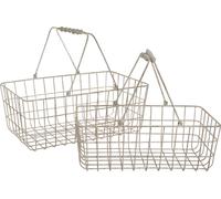 Panier en fil métallique Set de 2 pièces, panier de rangement vintage, cache-pot décoratif pour fleurs artificielles, brun rouille, métal