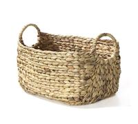 CALICOSY - Panier Jacinthe d'eau - Armature Métal - Fibres Naturelles - Avec Poignées Rondes - Panier De Rangement Pour Dressing, Chambre, Séjour - Grand Modèle - L 45 x P 27 x H 27 cm