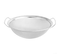 Panier en maille d'acier inoxydable à double poignée pour la cuisine, conçu pour tamiser la farine, filtrer l'huile et égoutter, avec maille fine et forme ronde (16 cm)