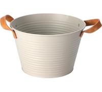 Panier en métal avec poignées en simili-cuir, Ø 17cm, gris clair