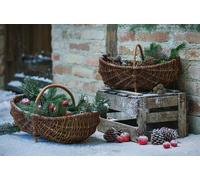 Panier en osier avec anse en bois, moyen, panier à fruits, panier de rangement, panier en osier, panier tressé