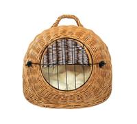 Panier en osier avec grille et poignée de transport - Dimensions : 50 x 40 x 45 cm - Grotte de transport - Couleur naturelle - Fabricant - Transporter avec coussin - Écru