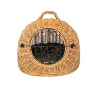 Panier en osier avec grille et poignée de transport - Dimensions : 50 x 40 x 45 cm - Grotte de transport - Couleur naturelle - Fabricant - Transporteur avec coussin marron et doré