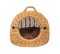 Panier en osier avec grille et poignée de transport - Dimensions : 50 x 40 x 45 cm - Niche de transport - Couleur naturelle - Fabricant - Transporter avec coussin marron