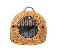 Panier en osier avec grille et poignée de transport - Dimensions : 50 x 40 x 45 cm - Niche de transport - Couleur naturelle - Fabricant - Transporter avec coussins gris clair