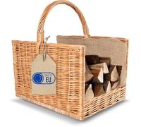 Panier en osier - CREATIVE HOME - Range buche - 50x34x50cm - Tissé à la Main - Intérieur en jute