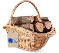 Panier en osier CREATIVE HOME - Rangement bois 60x40x39cm - Tissé à la main - Intérieur en jute - Elegant