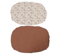 Panier en osier doux respirant pour bébé Matelas ajusté Housse universelle pour berceau Berceau Fil de coton 2 pièces (Ensemble de fleurs rouges marron et marron)