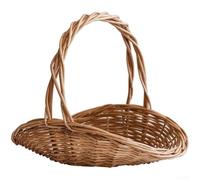 Panier en osier fabriqué à la main avec poignée pour une utilisation en pique-nique et le rangement à la maison, fabriqué à partir de saule avec une finition marron naturelle (grande taille)