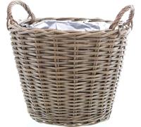 Panier en osier gris - 40 cm / grand - panier de fleurs en bois avec anse - jardin naturel deco rotin pot de fleurs