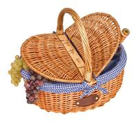 Panier en osier campagne vichy bleu