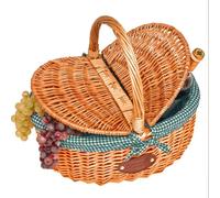 Panier en osier campagne vichy vert