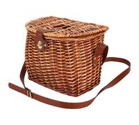 Panier En Osier - Panier à Fleurs avec Bretelle | Conteneur de Rangement avec Sangle d'Épaule et Couvercle pour Jouets, Aliments, Livres, Pain, Fleurs - Salon, Chambre, Bureau, Maison de Campagne,