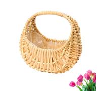 Panier en Osier, Panier d'Arrangement de Fleurs en Rotin 16.5 x 11 x 17 cm, Panier à Fleurs en Osier avec Anses, pour Décoration Table Mariage Décoration Style Campagnard