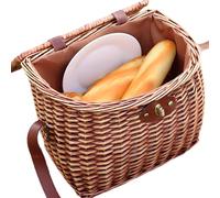 Panier En Osier,Panier D'Extérieur Avec Couvercle | Conteneur de Rangement avec Sangle d'Épaule et Couvercle pour Jouets, Aliments, Livres, Pain, Fleurs - Salon, Chambre, Bureau, Maison de Campagne,