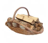 Panier en Osier pour Bois avec Toile de Jute 60 x 34 cm | Rangement de Cheminée | Panier à Bûches