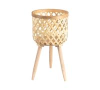 Panier en osier pour l'intérieur et l'extérieur avec pieds amovibles, couvercle tissé pour toutes les conditions météorologiques, support de plantes, pot de culture, carré grand (taille B, taille
