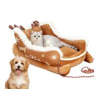 Panier en Peluche pour Chien et Chat | Lit Lavable avec antidérapant et Corde de Traction | Lit Confortable pour Chiot, Chat, Petit Animal, Utilisation dans Le Salon, Balcon, Maison, décoration