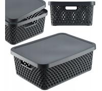 Panier en plastique KADAX avec couvercle, 12 L, gris