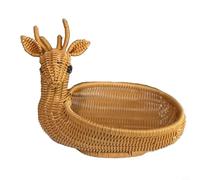 Panier en polypropylène style rotin avec silhouette d'animal pour le stockage des fruits et la décoration de l'espace de vie (cerf)