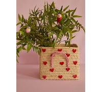Panier en raphia angulaire pour enfants HEARTS rice beige TU