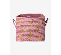 Panier en raphia LOVE avec poignées rice rose TU