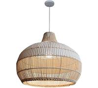 Panier en Rotin Abat-Jour Pendentif Creux 1-lumière Décor en Plastique Osier Fait à La Main Tissé Salon De Thé Lustre Maison Plafond Suspendu Éclairage De Plafond, Bianco, 50cm/19.7in
