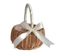 Panier en rotin avec poignée pour demoiselle d'honneur, panier de rangement tissé à la main pour biscuits, bonbons, fruits, paniers à fleurs pour Noël, Pâques, fête, maison, jardin, décoration de