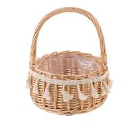 Panier en rotin avec poignée pour demoiselle d'honneur, panier de rangement tissé à la main pour biscuits, bonbons, fruits, paniers à fleurs pour Noël, Pâques, fête, maison, jardin, décoration de